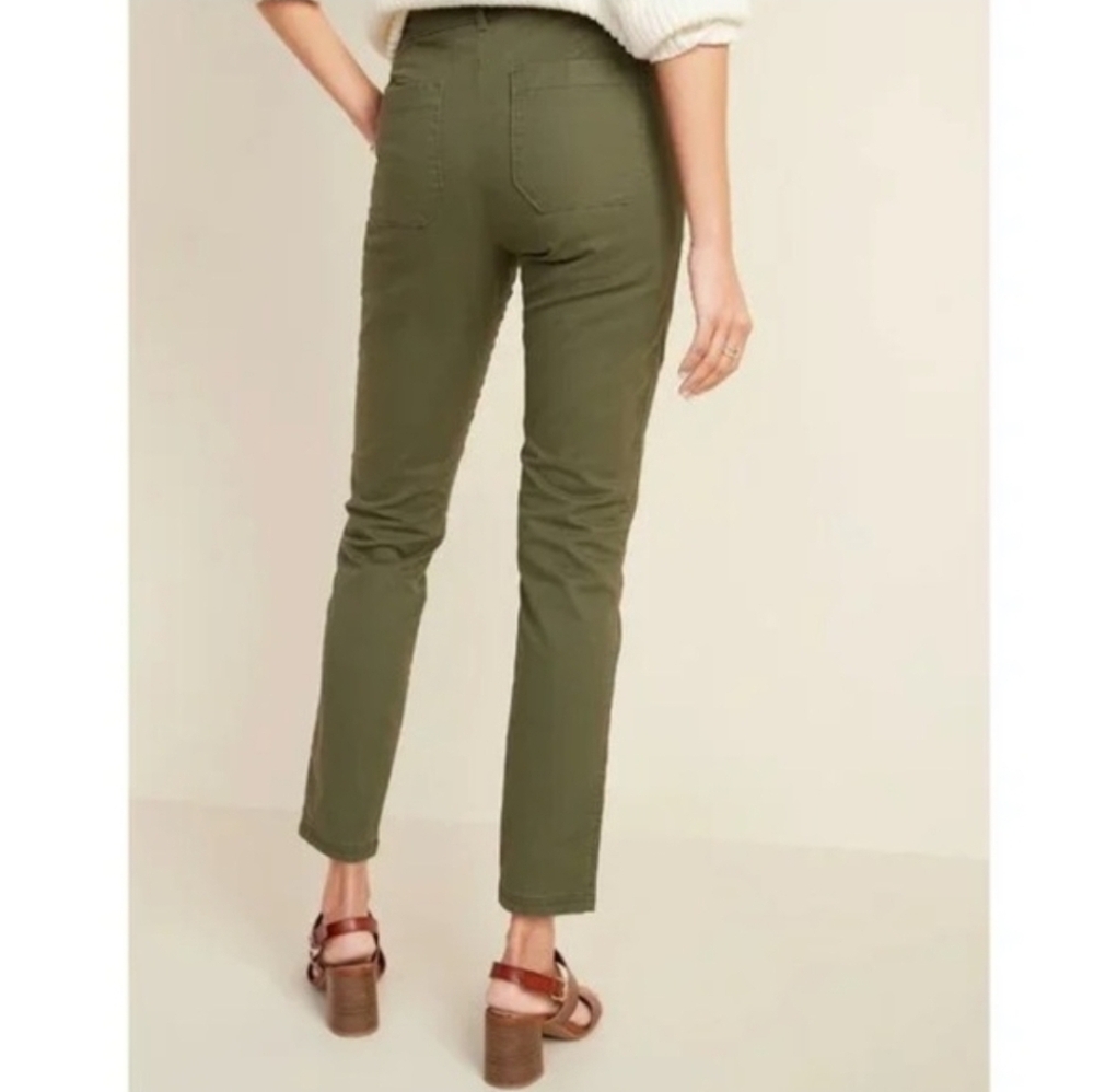 Old Navy Moss Landing Green Pixie Chino Pants Size 10 – High-Rise Skinny Ankle - Picture 2 of 13